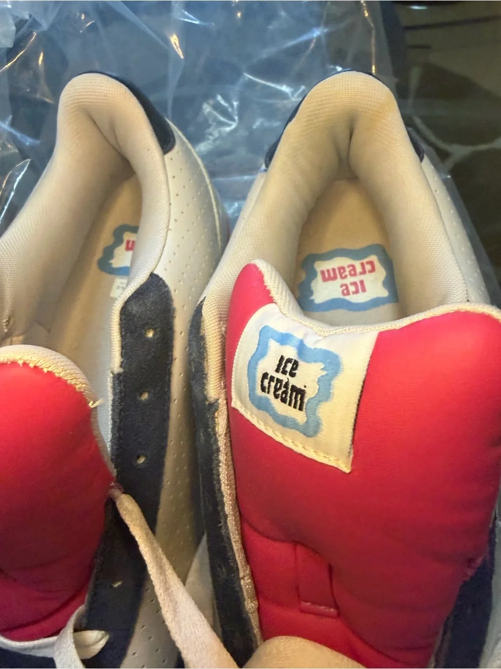 Icecream White Sneakers with Navy and Pink Trim